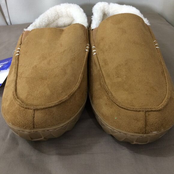 NEW Newdenber Men's Fleece Lined Slippers Brown Faux Suede Size 10 Slip-On - Picture 5 of 7